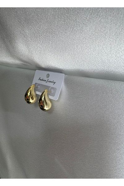 demirosa Gold Color Drop Form Curved Earrings