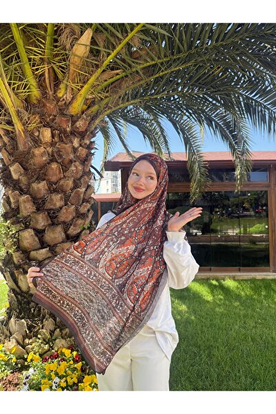 MODA Soft Cotton Ethnic Pattern Shawl Brown