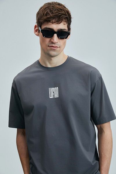Lufian 111020245 Helıx Modern Graphic T-Shirt Men's T-Shirt Gray