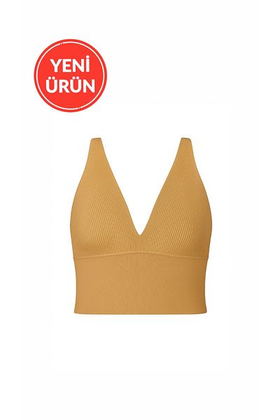 Perryes Women's Thin Strap Knitwear Stylish Crop Top Blouse\Bustier Beige