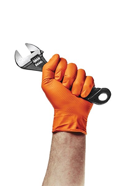 Dolphin Powergrip Ekstra Kalın Turuncu Nitril Eldiven (XL) 50li Paket
