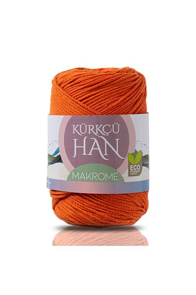 Kürkçü Han Premium Macrame Σχοινί 3mm 200gr 120m, 85% Αναγεννημένο Βαμβάκι Πλεξίματος - Πορτοκαλί