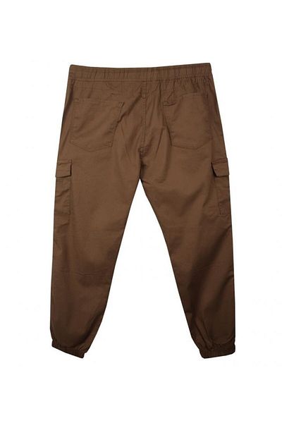 marufshop Tan Plus Size Lycra Cargo Pocket Jogger Παντελόνι