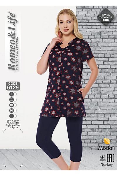 ROMEO LİFE Women's Cotton Modal Fabric Lycra Leggings Bottom-Top Set 6129 (Bottom Viscose Lycra-Top Cotton Modal)