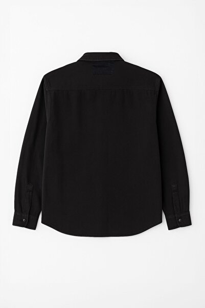 Bluewhite Ανδρικό μαύρο τζιν πουκάμισο με τσέπες