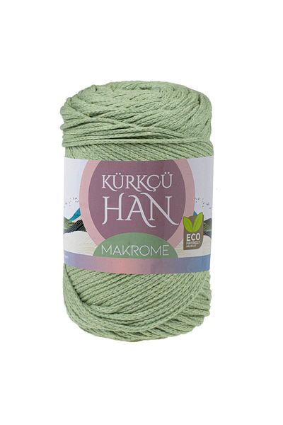 Kürkçü Han Premium Macrame Σχοινί 3mm 200gr 120m, 85% Αναγεννημένο Βαμβάκι Πλεξίματος - Πράσινο Φιστίκι