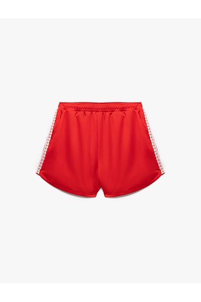 Koton Lace Detailed Shiny Elastic Waist Mini Shorts with Pockets
