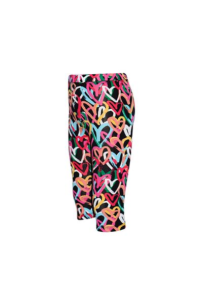 LOVETTI Graffiti Hearts Girls' Printed Knee-Length Leggings Capri