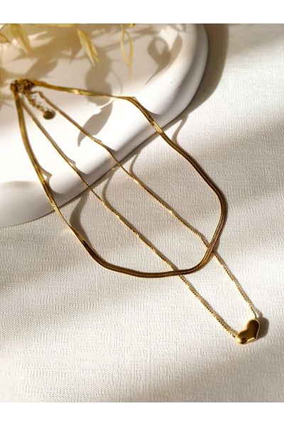 Mirage Design Gold Detailed Steel Necklace 21