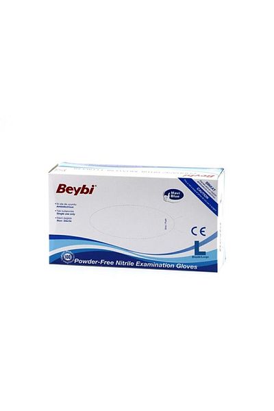 SAĞLIK DURAĞI sağlıklı yaşam Beybi Powder-Free Blue Nitrile Size L Examination Gloves 100 pcs