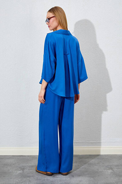 EDITION WOMAN Індіго Жіноча сорочка з короткими рукавами | EK100169943