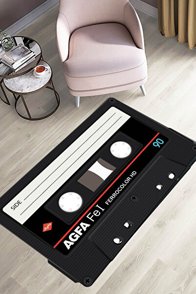 Emiroğlu Eski Kaset Şeklinde Özel Süngerli Yüzey Makinede Yıkanabilir Halı - Kaymaz Taban