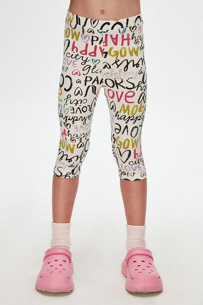 LOVETTI Ecru Glasgow Girl's Patterned Knee Length Leggings Capri