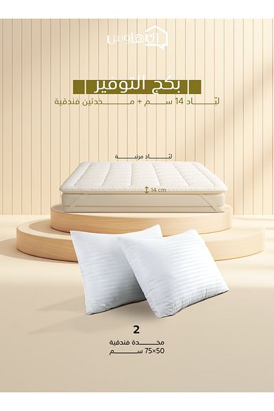 In House Comforter Package Two Layers Microfiber Mattress Topper 14cm 2 Hotel Pillow 50*75 Cm