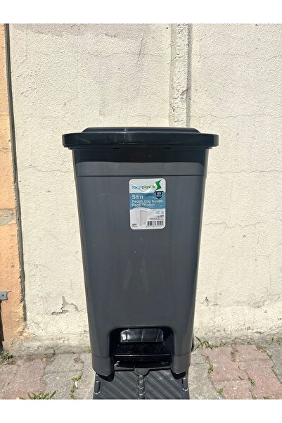 Zariff Evim 40 Lt Slim Pedallı Plastik Çöp Kovası Gri Iç Kovalı