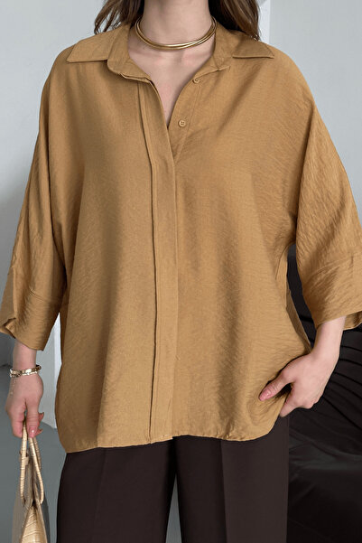 Paw Garage Γυναικείο πουκάμισο Evelyn Mink oversized , Λινό πουκάμισο Ayrobin με πλάτη με πόρπη