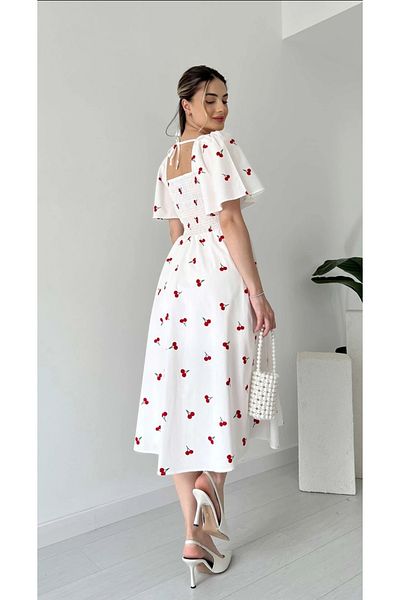 şems fashion Rochie lungă din poplin - Gipeli, curea și guler pătrat