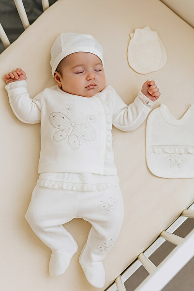 Cherub Baby طقم بدلة خروج من المستشفى مكونة من 5 قطع من القطن بنسبة 100% مطرز...