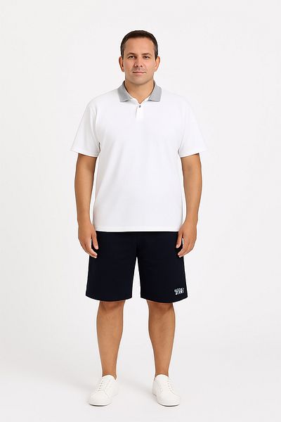 Cottonland Ανδρικό μπλουζάκι ATLAS Polo με κοντό μανίκι με κουμπιά Mercerized χτενισμένο βαμβακερό μπλουζάκι ΛΕΥΚΟ