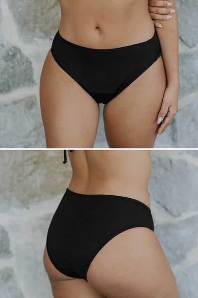 PEDDON Comfortable Padkini under Swimwear for Menstrual Period Super Absorbent Low Waist Bikini Bottom Black Menstrual Swimsuit