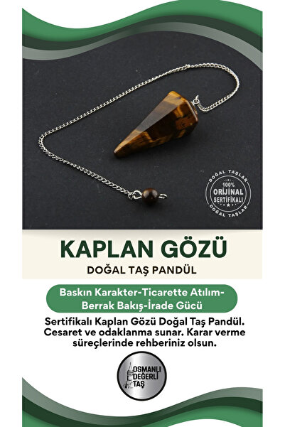 OSMANLI DEĞERLİ TAŞ Sertifikalı Kaplan Gözü Doğal Taş Pandül - S013