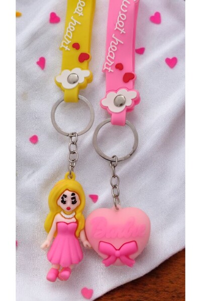 FAMEMUS ACCESSORY Set de 2 brelocuri din silicon Sweet Heart, accesoriu pentr...