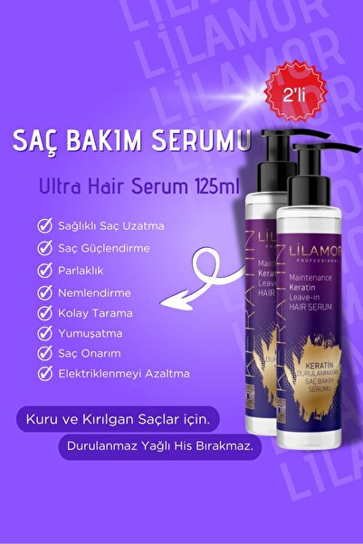 Lilamor Keratin Durulanmayan Saç Bakım Serumu 125 ml X 2 Adet