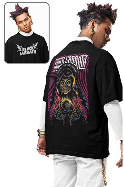 Fuddy Moda Black Sabbath Sırt Baskılı T-shirt, Unisex Rock Metal Temalı Tişört