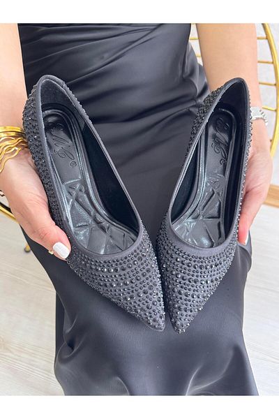 DERİ KABUSU Short Heel Beaded Women's Heel Shoes 864