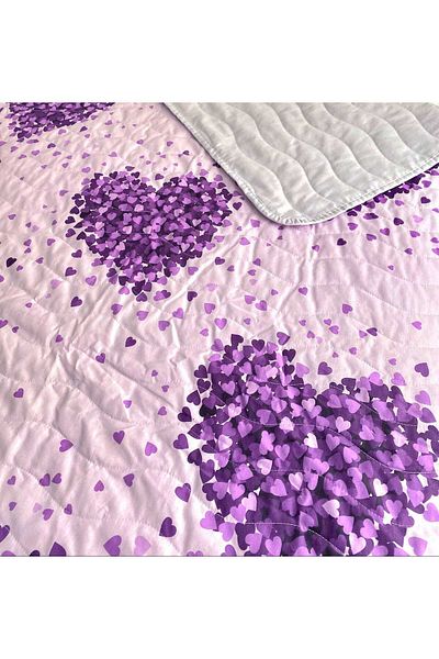 Özyuvam Quilted Cotton Fiber Filled Double Heart Patterned Pique