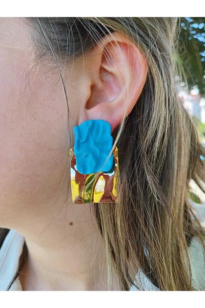 mos&more Fuchsia Gold Plate Design Women's Earrings