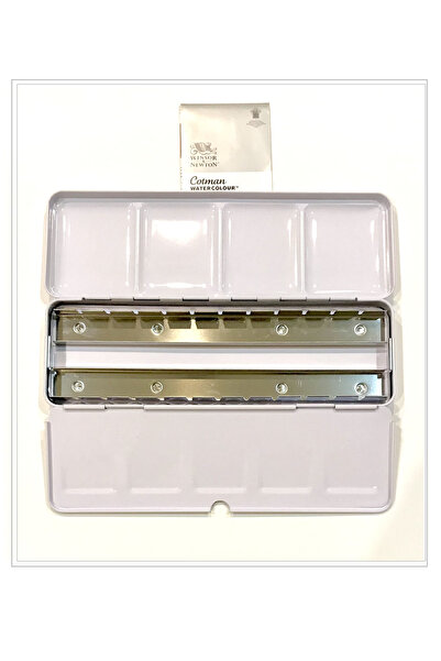 Winsor Newton Metal Tablet Suluboya Paleti 24 Renk Için BEYAZ Boş Palet