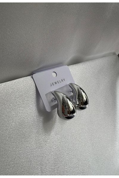 demirosa Silver Color Drop Model Curved Earrings