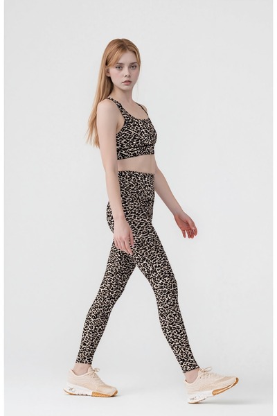 Klotho MAIA Women's Leopard Patterned Leggings & Bra Set