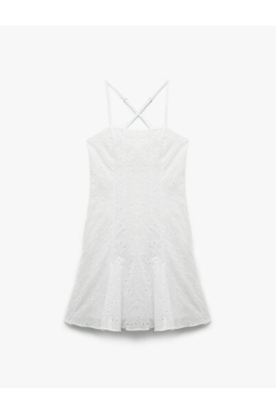 Koton Μίνι φόρεμα με πλισέ με λουράκι από ποπλίνα