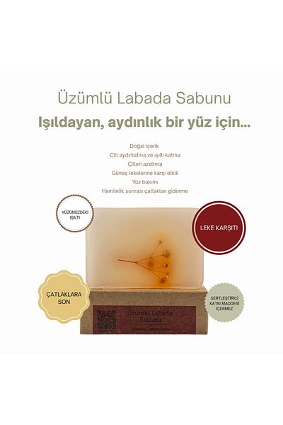 dionesse Labada Soap with Grapes 120 Gr - Face Brightening and Moisturizing Handmade Herbal Skin Soap