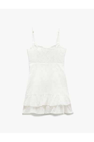 Koton Bavlněné mini šaty s volánky a volánky