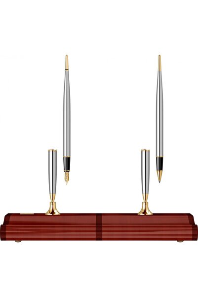 Scrikss Masa Takımı Sapeli Ağacı Dolma-tükenmez Kalem Gold Krom