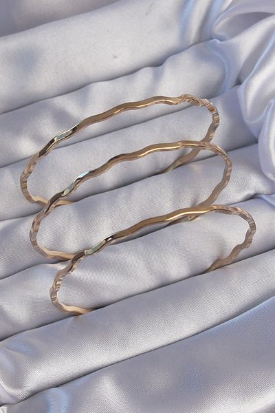 Skygo 316L Steel Gold Color Wavy Model Bracelet Set - Tj-Bb6177
