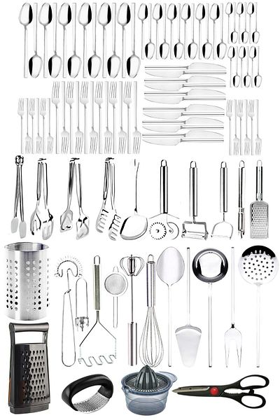Mirilliahome 100 Piece Cutlery Set – Dinnerware and Kitchen Utensils Set for 12 People
