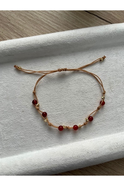 PelvedDesign الحد الأدنى من حجر العقيق سوار حبل قابل للتعديل وخلخال مصنوع يدويًا