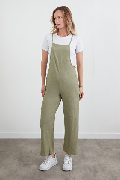 Fulla Moda Krep Kumaş İp Askılı Tulum