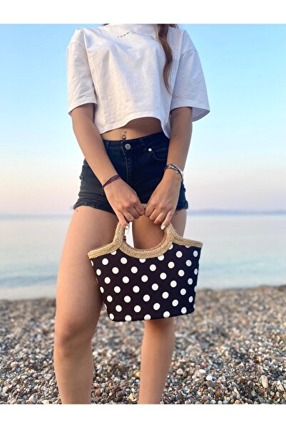 çanta tasarımcısı حقيبة سهرة من قش الجوت باللونين الأبيض والأسود