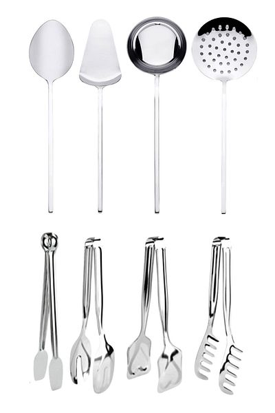 Mirilliahome 8 Piece Stainless Steel Kitchen Utensil Set – Serving and Tongs Set