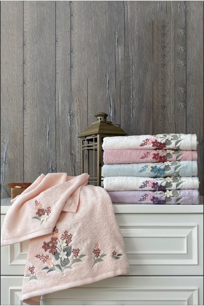 MARİBOR Mayra - %70 Bambu / %30 Pamuk 3d Nakışlı El Havlusu - 6'lı Set 50x90