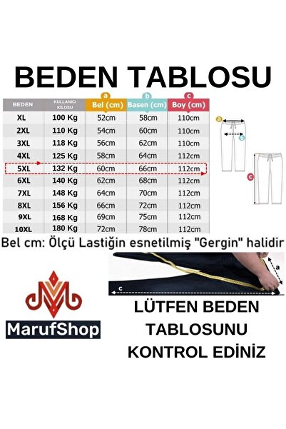 marufshop Elastic Leg Lace-Up Oversized Gabardine Trousers Black Suitable for Men 118 -156 Kilos