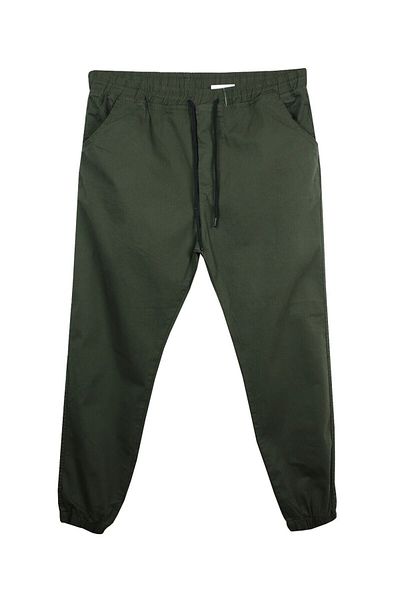 marufshop Elastic Leg Lace-Up Oversized Gabardine Trousers Khaki Suitable for Men 118 -156 Kilos