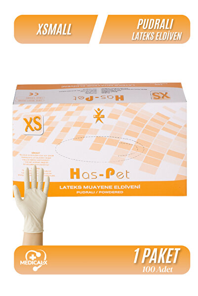 Has-Pet Lateks Pudralı Muayene Eldiveni (xs) 100 Adet