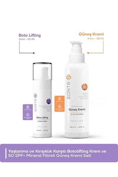 SantePlus Botolifting Wrinkle Cream 50 ml Mineral Filtered Sunscreen 50 Spf 125 ml