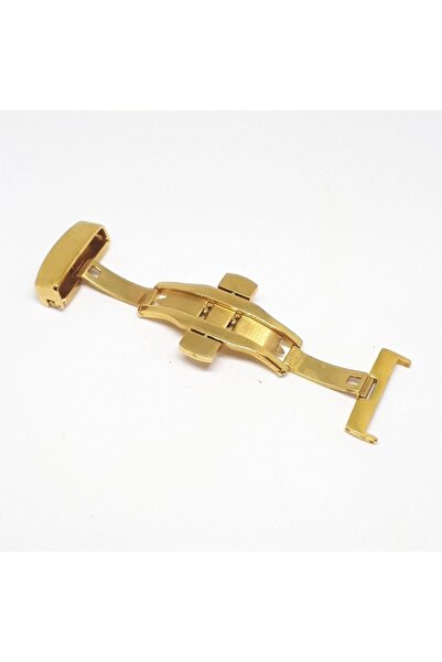 atasaat Saat Deri Kordon Klipsi Kelebek Kilit Sarı Gold - Toka Ölçü 18mm